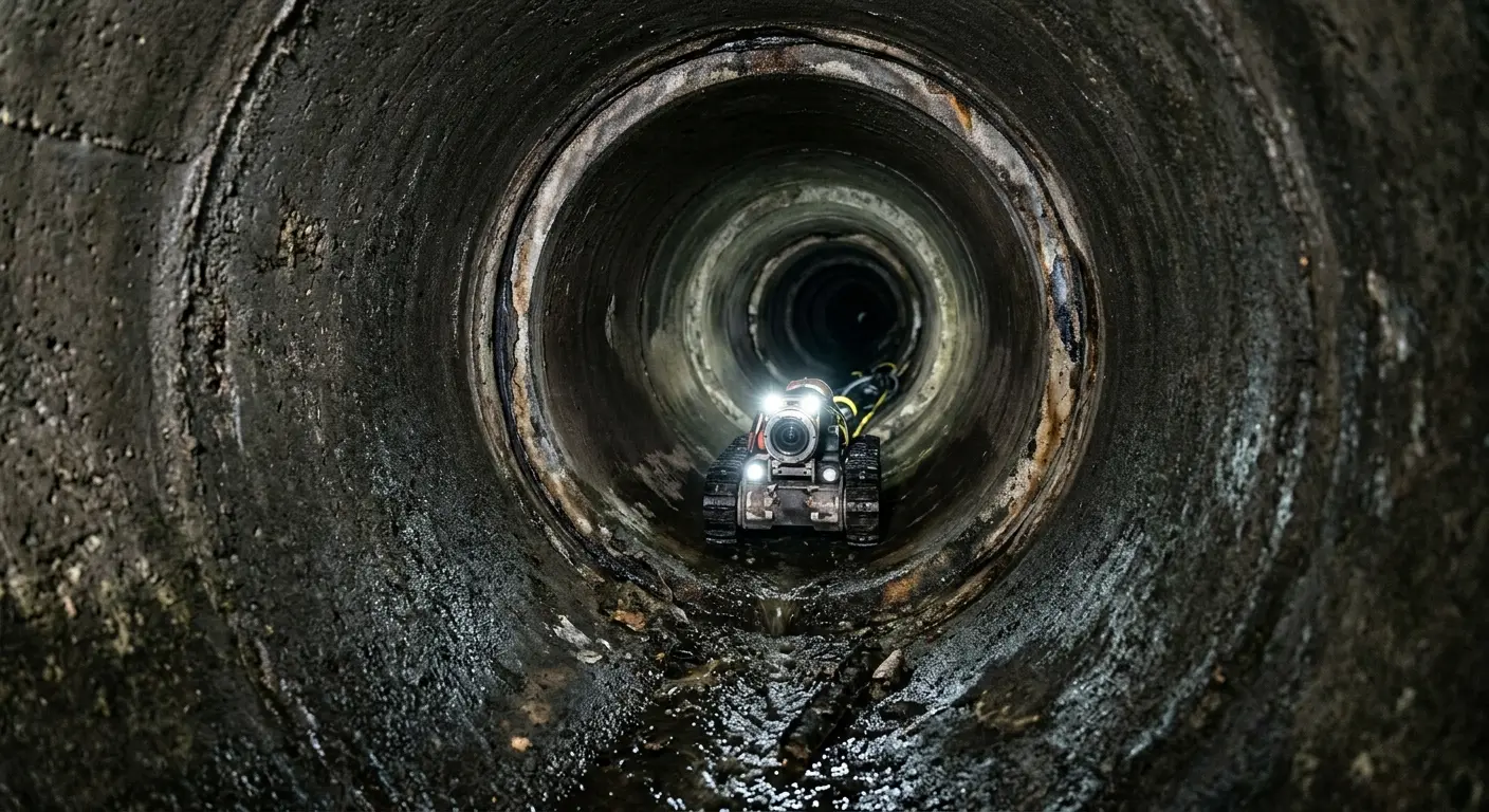 Robotic sewer camera inspecting pipe interior for Sewer Line Cleaning in Kansas City